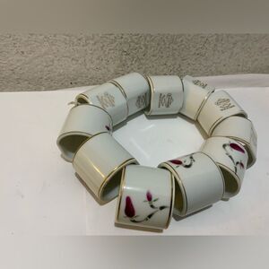 Fukagawa Arita ceramic napkin holder Hand Painted Japan Vintage Set of 11